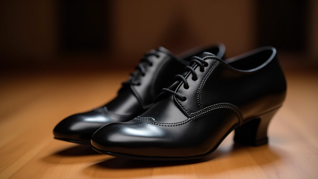 Sapatos de dança de salão elegantes em close-up mostrando qualidade do material e design refinado
